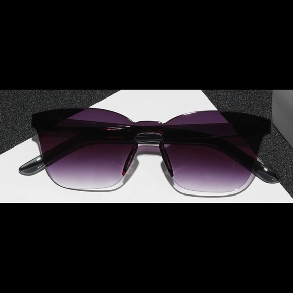 2 PAIR OF RIMLESS OMBRE/SHEILD LENS SUNGLASSES UNISEX in Purple & Brown - Picture 6 of 6